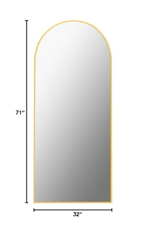 Antok Arched Full Length Mirror, 71"x32" Arched Floor Mirror, Glassless Mirror Full Length with Stand, Floor Mirror Freestanding, Wall Mounted Mirror for Bedroom Living Room, Gold