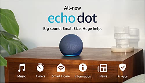 Amazon Echo Dot (newest model), With bigger vibrant sound, helpful routines and Alexa, Deep Sea Blue