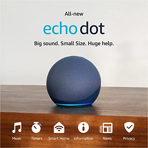 Amazon Echo Dot (newest model), With bigger vibrant sound, helpful routines and Alexa, Deep Sea Blue