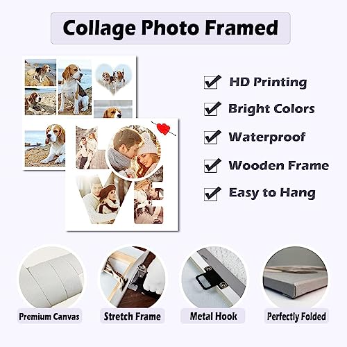 Collage Canvas Prints with Your Photos Custom Multi Image Collage Wall Art Personalized Collage Picture Canvas Framed For Home Decor (Collage Photo-14, 8.00" x 12.00")