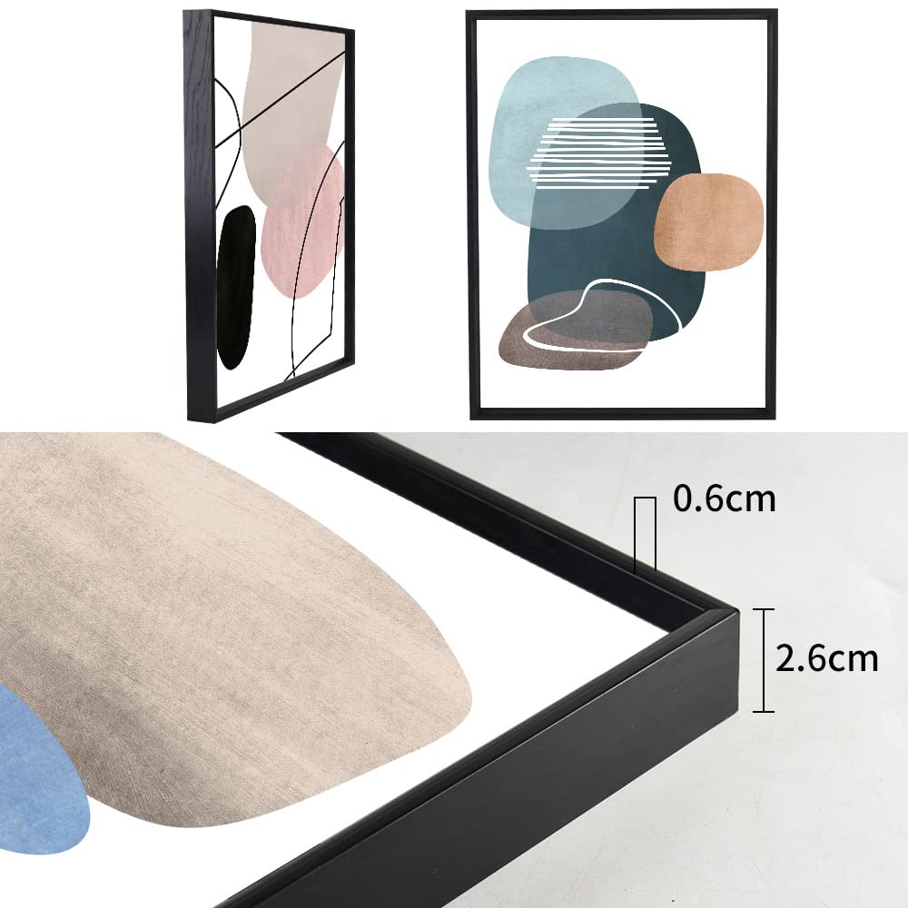 MPLONG Wall Art 3 Pieces Of Framed Decorative Paintings Abstract Simple Orange White Blue And Other Color Blocks Wall Art Canvas Prints Wall Decor Gifts Size 16" x 24" x 3 Panels