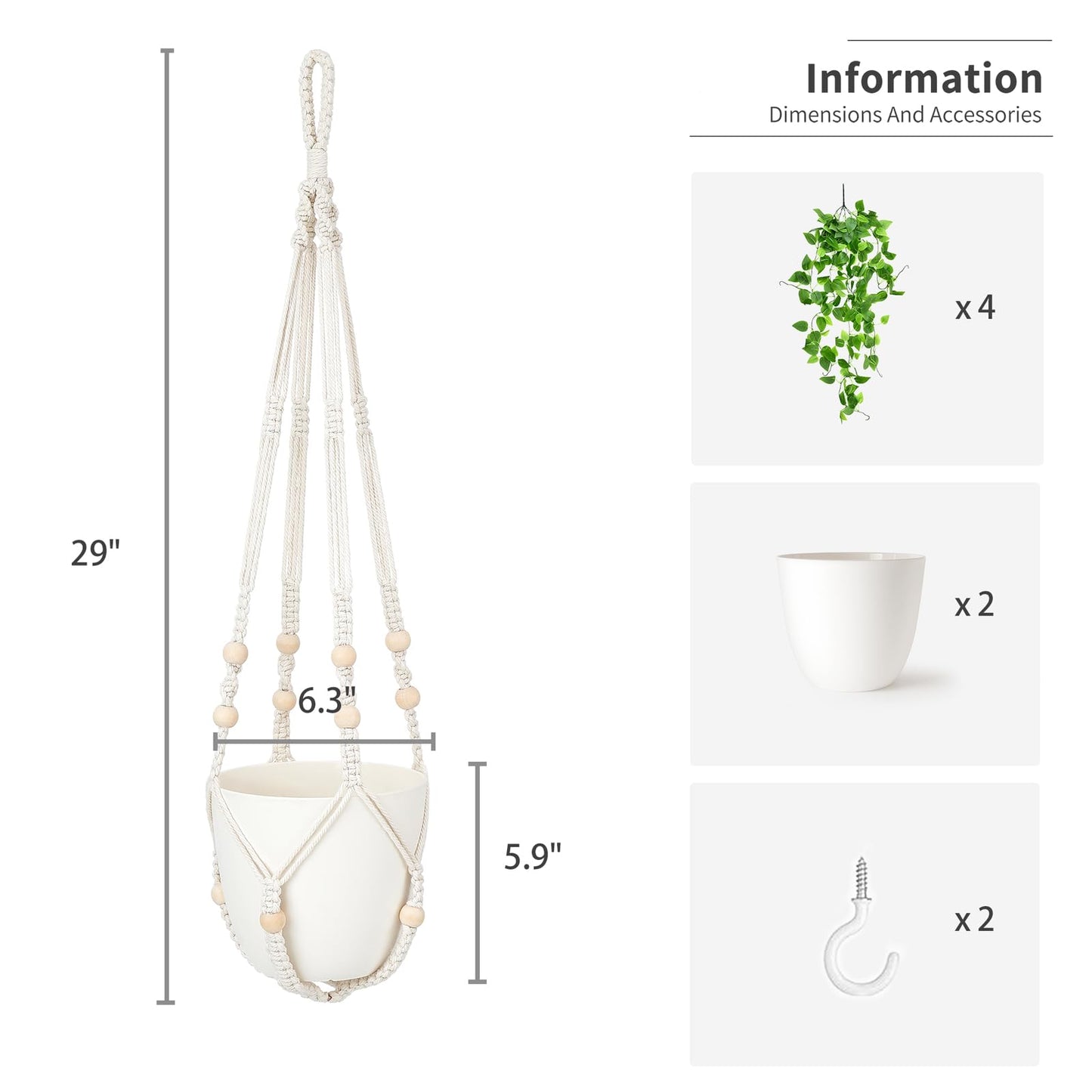 Mkono 2 Packs Fake Hanging Plant with Pot, Artificial Plants Macrame Plant Hanger Fake Vine Greenery for Bedroom Bathroom Home Office Decor