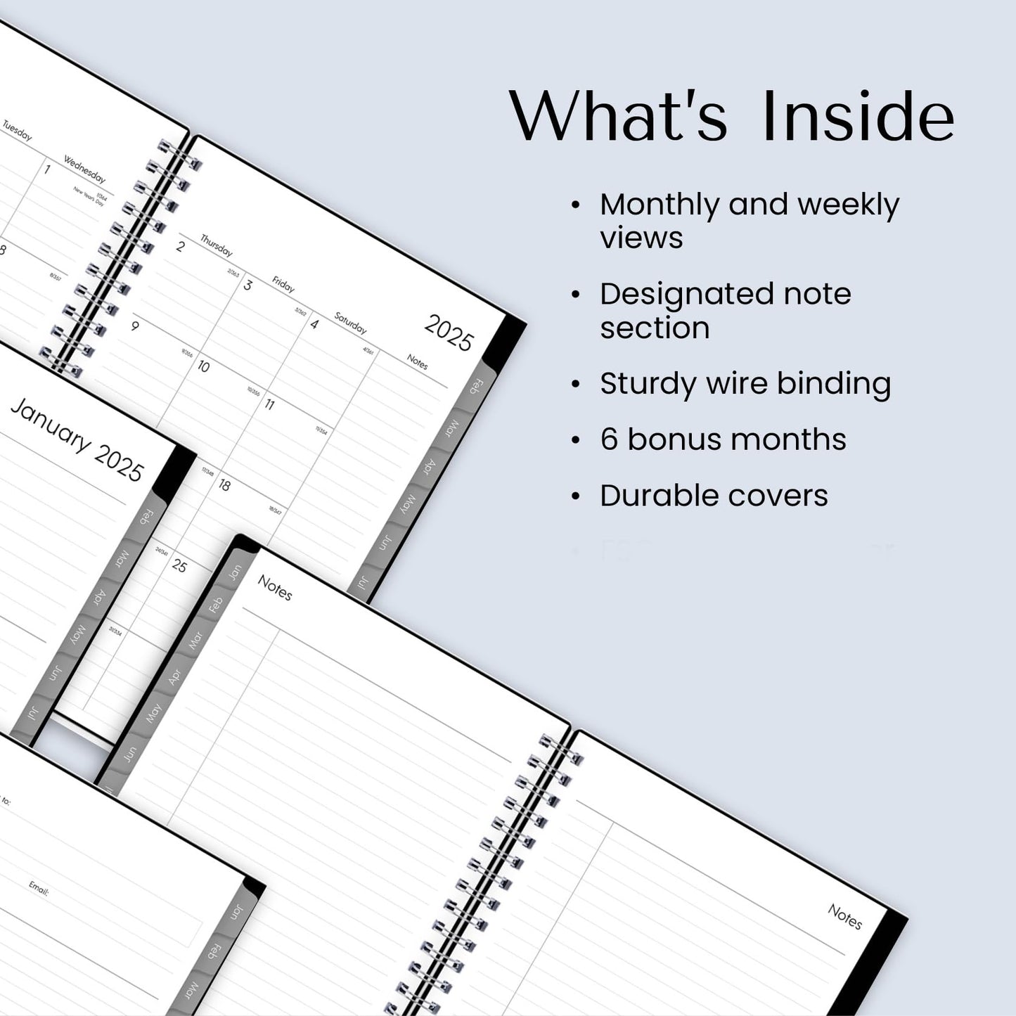 Blue Sky 2025 Weekly and Monthly Planner Calendar, Includes January 2025 - December 2025, 5" x 8", Flexible Cover, Laminated Tabs, Wirebound, Enterprise