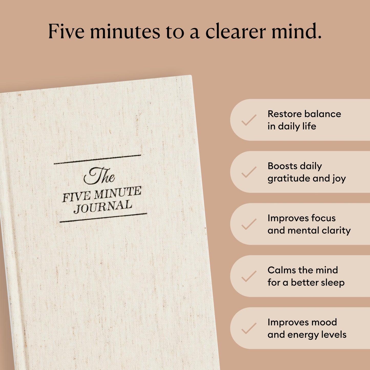 Intelligent Change The Five Minute Journal - Original Daily Gratitude Journal 2025 for Happiness, Mindfulness & Reflection - Daily Affirmations - Undated Life Planner Journal for Women & Men