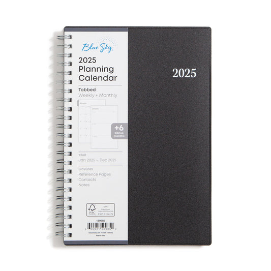 Blue Sky 2025 Weekly and Monthly Planner Calendar, Includes January 2025 - December 2025, 5" x 8", Flexible Cover, Laminated Tabs, Wirebound, Enterprise